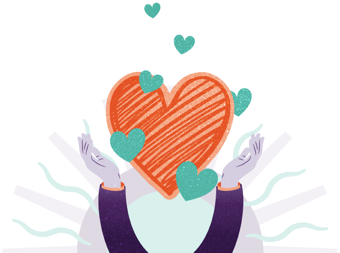 Two hands cradling a stylized heart, symbolizing a supportive relationship in a partnership with Hollard.