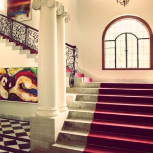 the stairs of the villa at the hollard head office