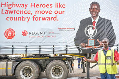 2016 Hollard Highway Heroes winner, standing by his truck