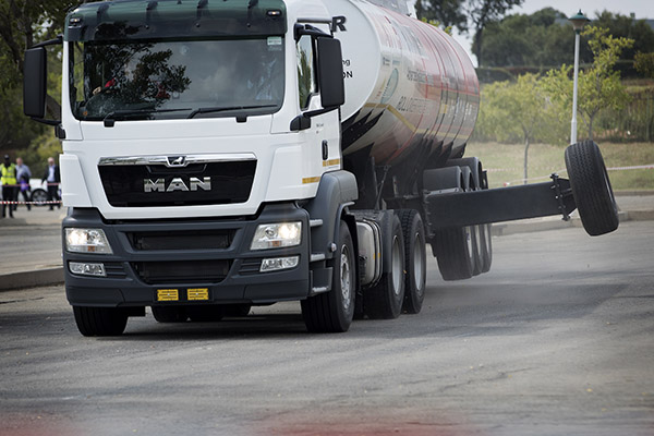 Truck equipped with rollover protection