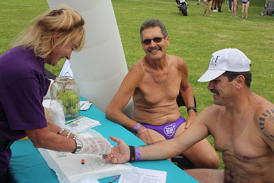 Runners register at the race